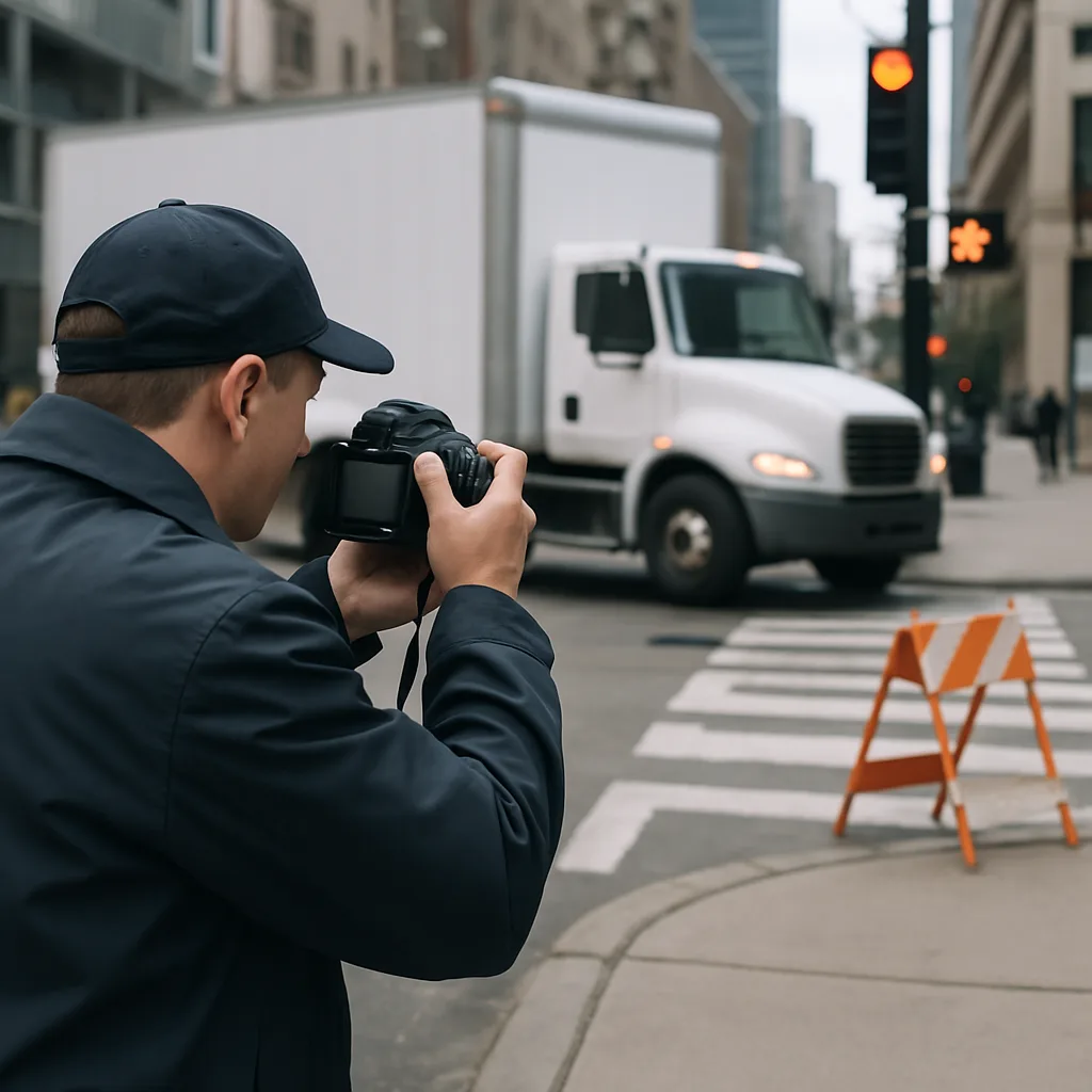 Documenting a Chicago truck-pedestrian crash scene near a crosswalk