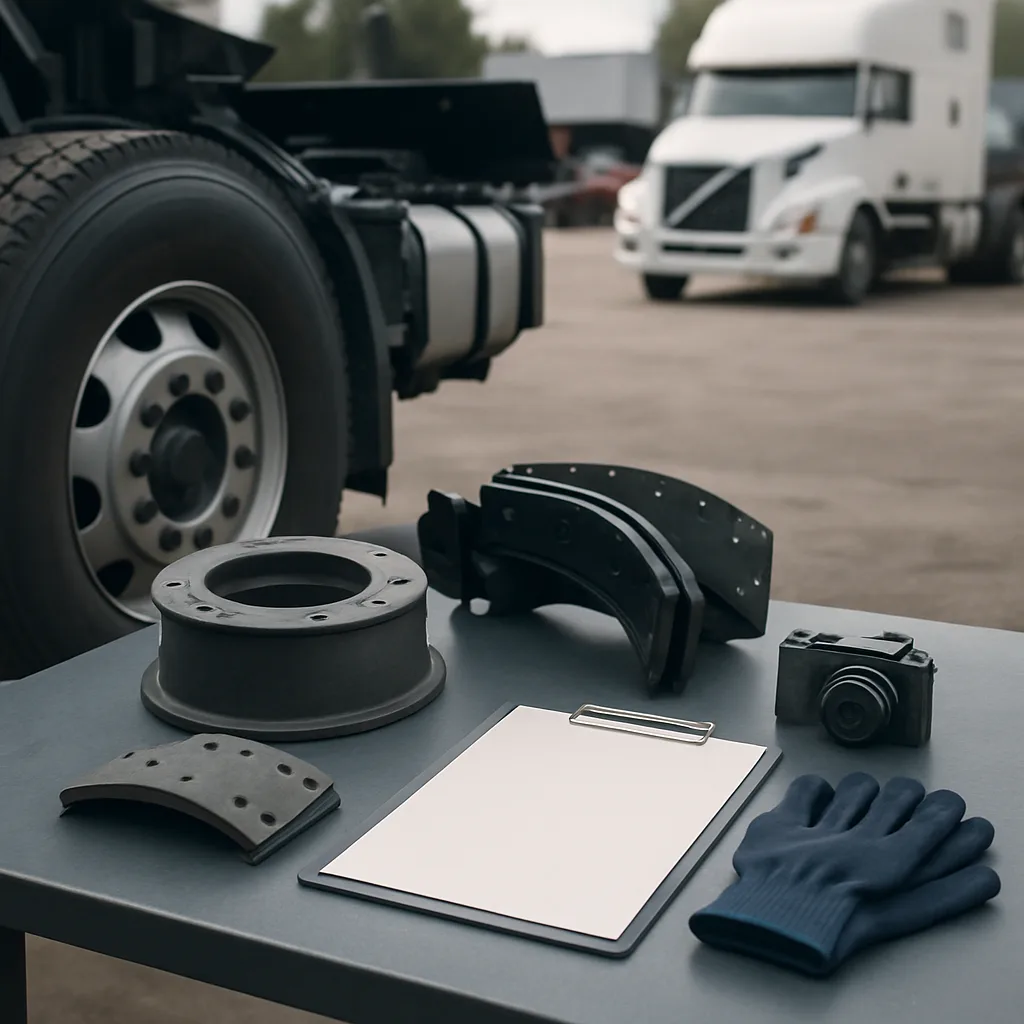 Commercial truck brake inspection components and evidence collection equipment