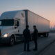 Chicago truck accident independent contractor liability scene with a tractor-trailer and investigators