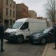 Chicago delivery truck accident lawyer article showing a delivery van crash near an urban loading=