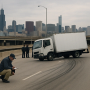 Chicago truck rollover accident liability investigation on a curved urban roadway