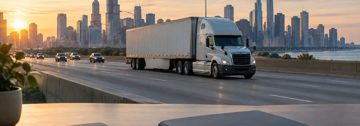 Chicago truck on an urban expressway illustrating a distracted truck driver accident claim
