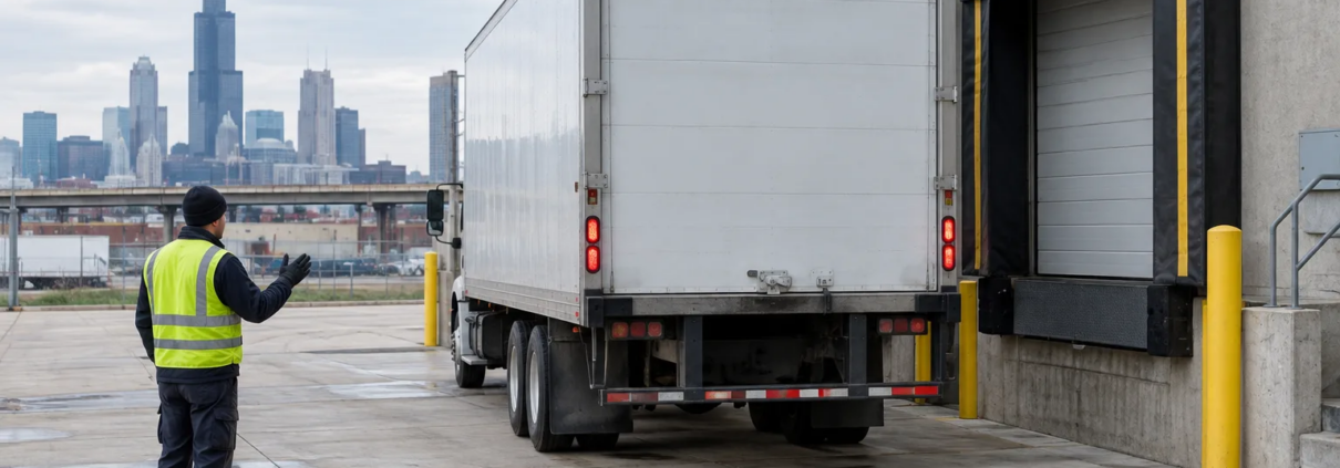 Chicago truck backing accident at a loading=